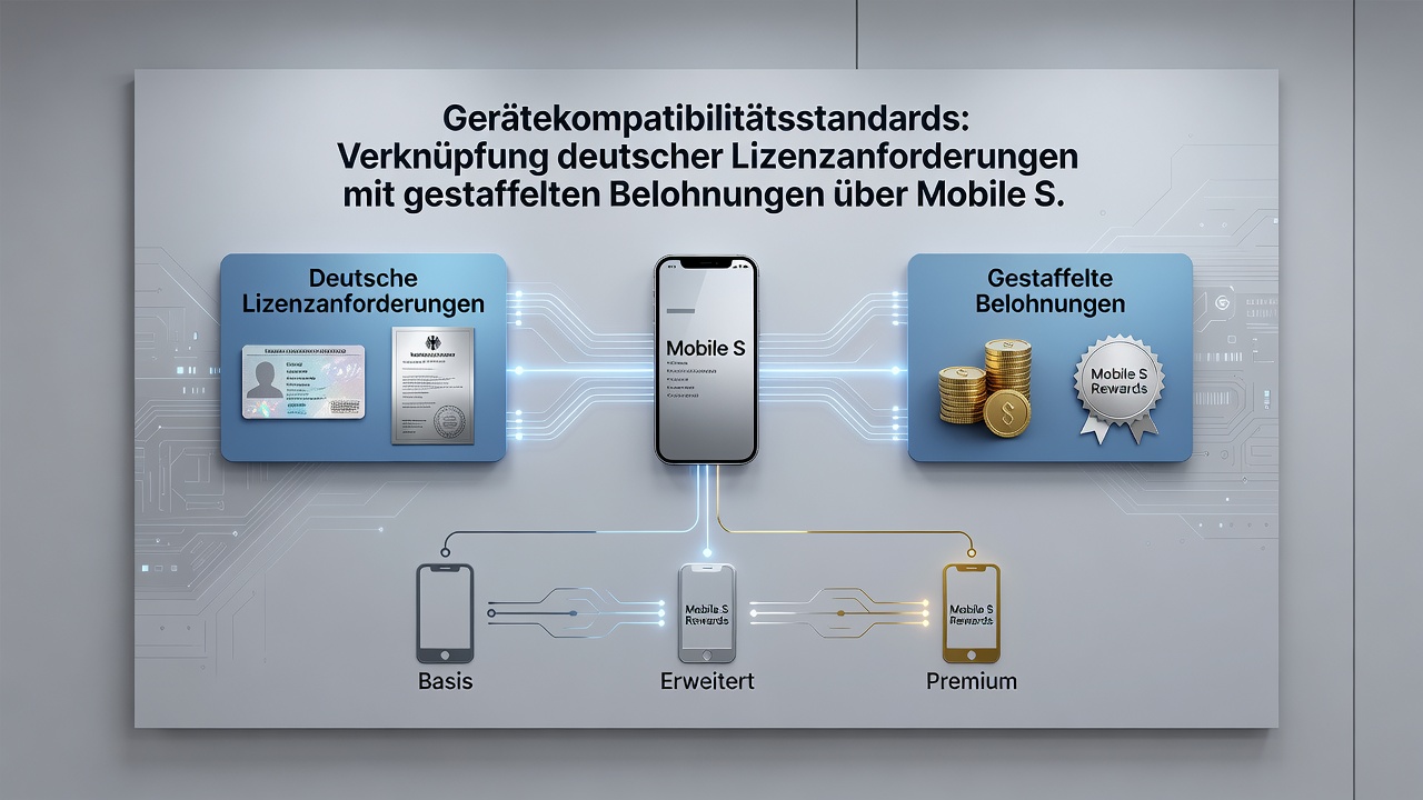Illustration der Verknüpfung von Lizenzanforderungen und gestaffelten Belohnungen auf mobilen Gaming-Plattformen